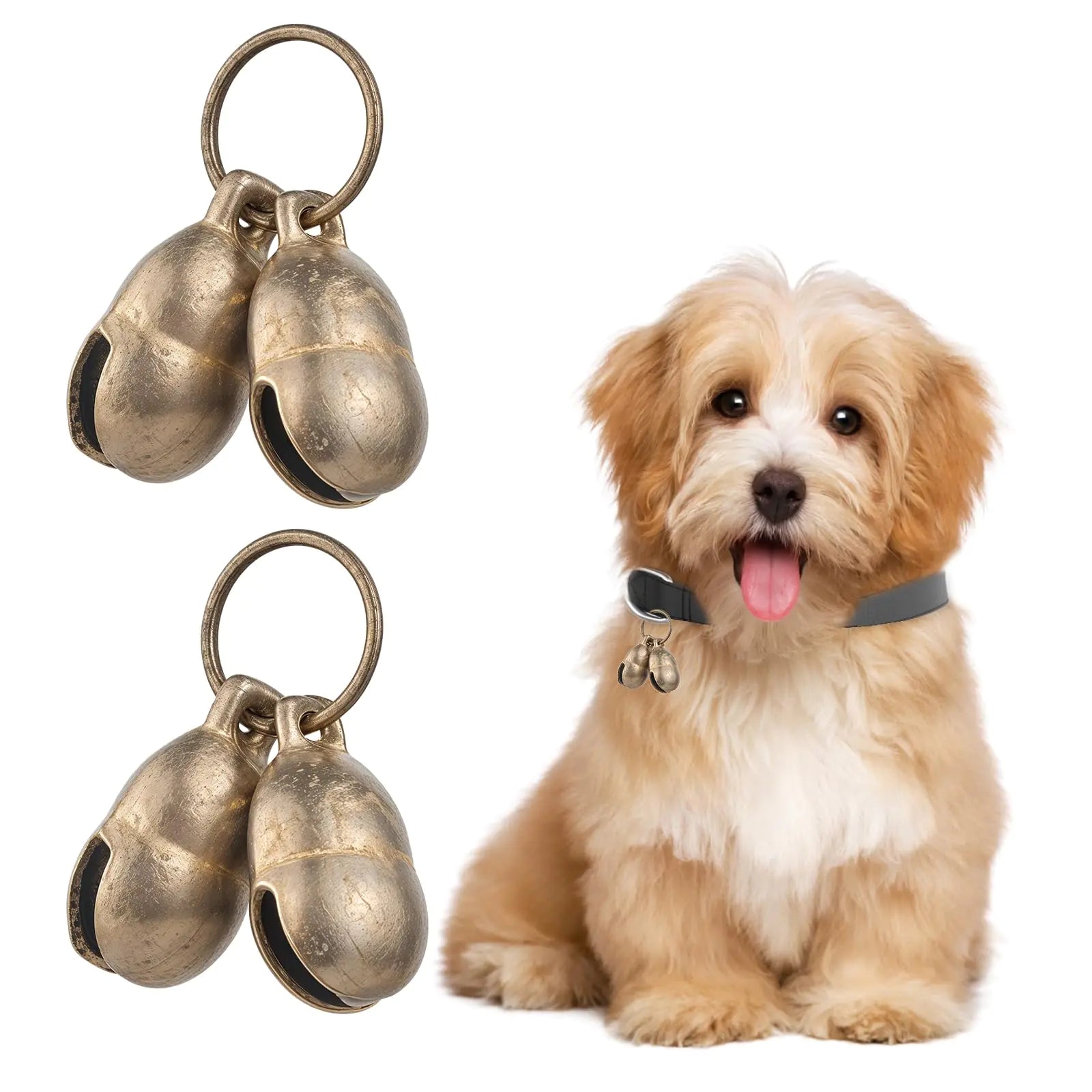 Dog Collar Bells 4 Pack - Extra Loud Brass Bells for Pet Tracking Anti-Lost