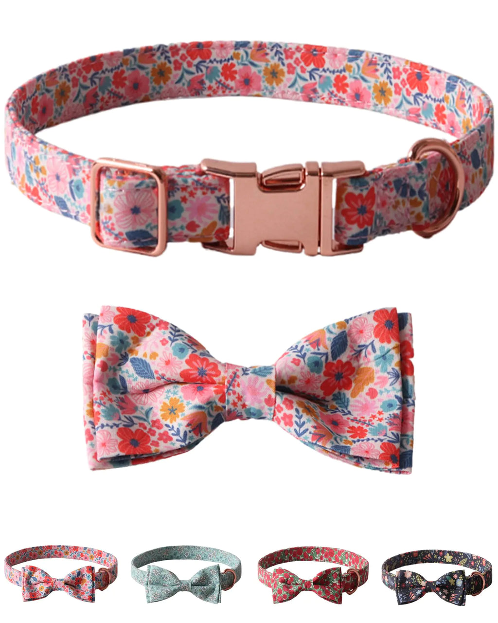 Pink Bowtie Dog Collar - Cotton Bow Tie Collar for Small Medium Large Dogs